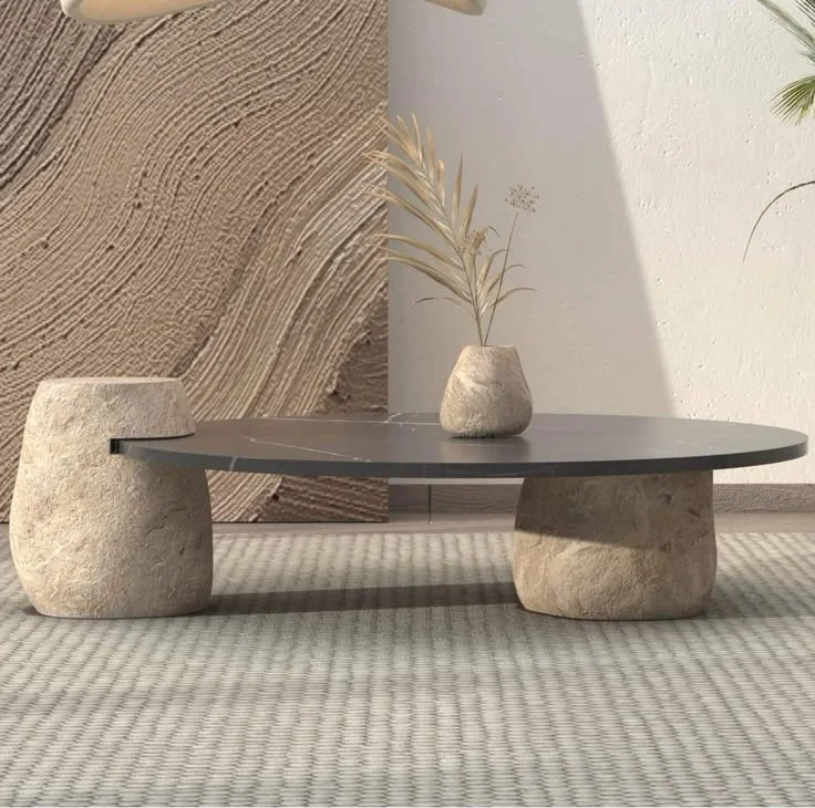 Contemporary Interlocking Stone Coffee Table